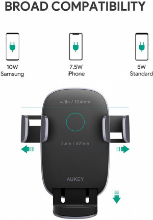 Купить Автомобильный держатель AUKEY Windshield Dashboard Car Mount with 10W wireless charging