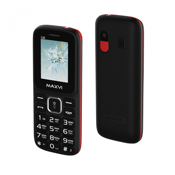 Мобильный телефон Maxvi C26 black-red