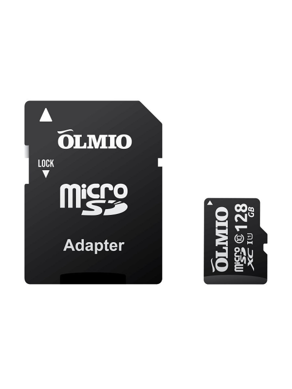 Купить Карта памяти MicroSDHC Olmio 039128 UHS-I Class U1 128Gb с адаптером Black