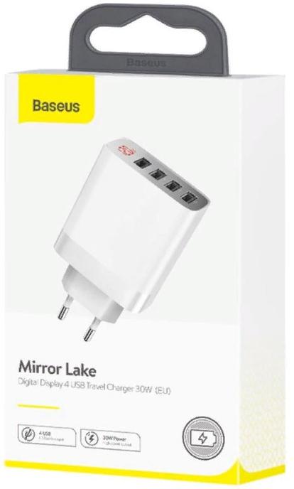 Купить Baseus Mirror Lake Digital Display 4USB Travel Charger 30W CCJMHB-B02 (White) 1171363