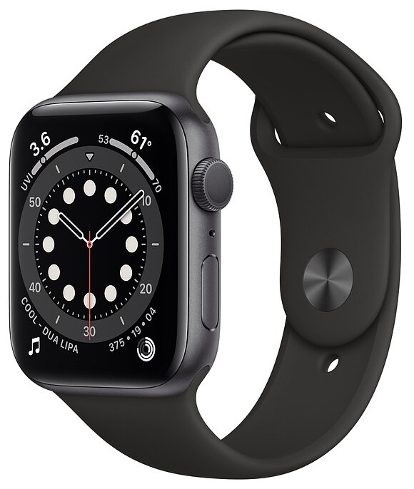 Купить Умные часы Смарт-часы Apple Watch S6 44mm Space Gray Aluminum Case with Black Sport Band (M00H3RU/A)