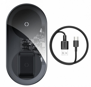 Купить Беспроводное зарядное устройство Baseus New Simple 2in1 Wireless Charger 18W For Phones+Pods Transp