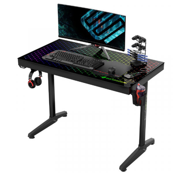 Купить Компьютерный стол Стол для компьютера (для геймеров) EUREKA со стеклянной столешницей и RGB-подсветкой GTG-I43 Explorer edition