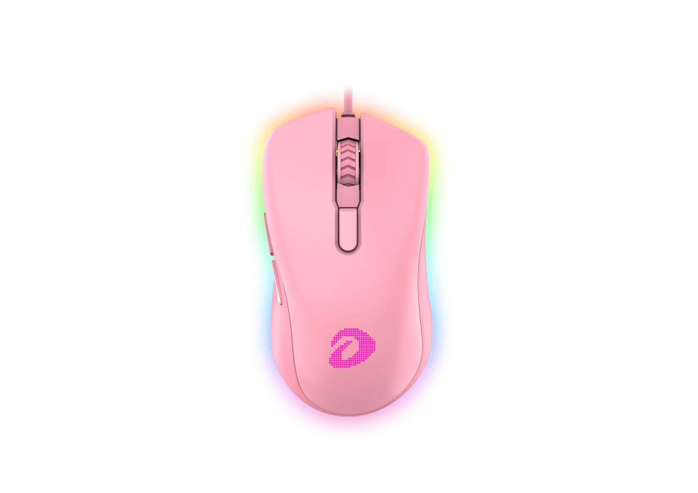 Купить Мышь игровая проводная Dareu EM908 Pink (розовый), DPI 600-10000, подсветка RGB, USB кабель 1,8м, размер 122.36x66.79x39.83мм