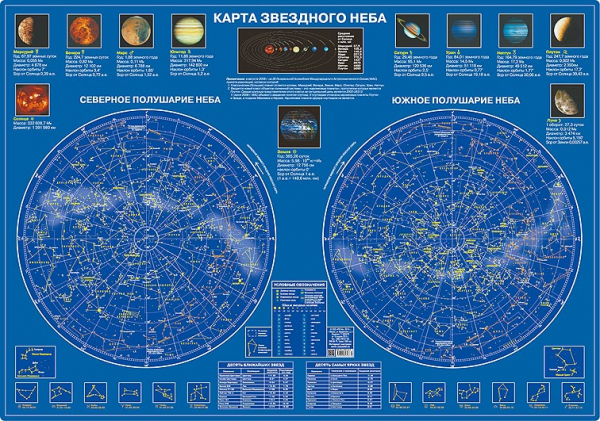 Купить Карты Карта звездного неба, ламинированная, настольная