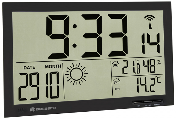 Купить Метеостанция (настенные часы) Bresser MyTime Jumbo LCD, черная